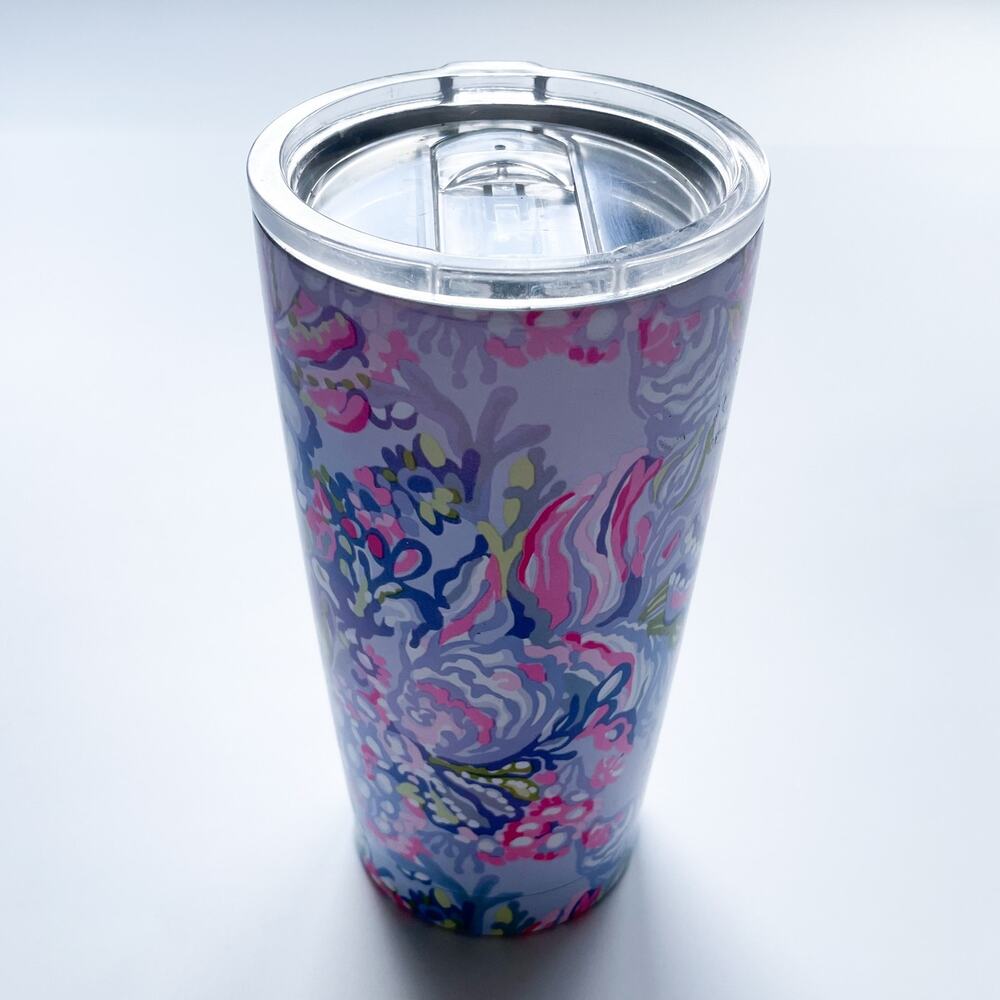 Lilly Pulitzer Stainless Steel Insulated Travel Mug Colorful Tropical Design